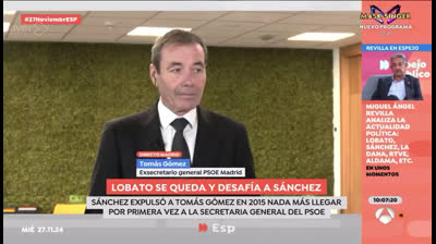 TOMÁS GÓMEZ, EX SOCIALISTA: "LA PREOCUPACIÓN EN ESPAÑA. ES UNA EMERGENCIA NACIONAL".